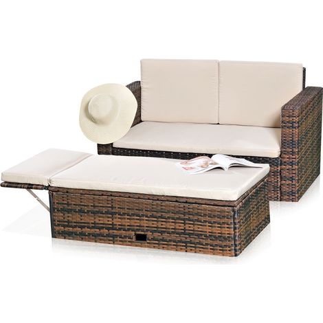 Lounge Mobili da giardino Divano Panca Tavolo pieghevole Rattan Sedute marrone (1/5)