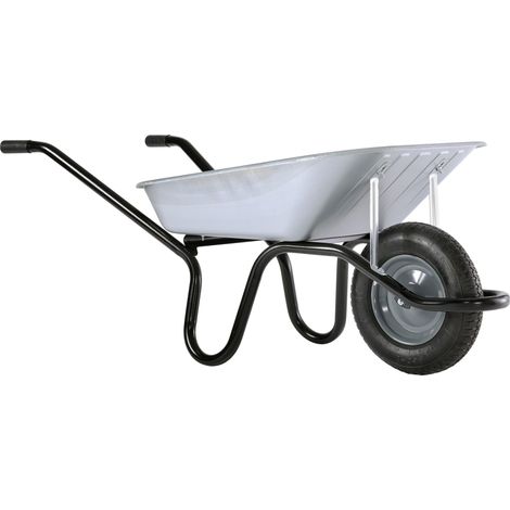 Haemmerlin – Brouette chantier caisse galva 80 litres – Charge maximale 150 kg – Roues gonflables tout-terrain – Corps en acier peint (1/5)