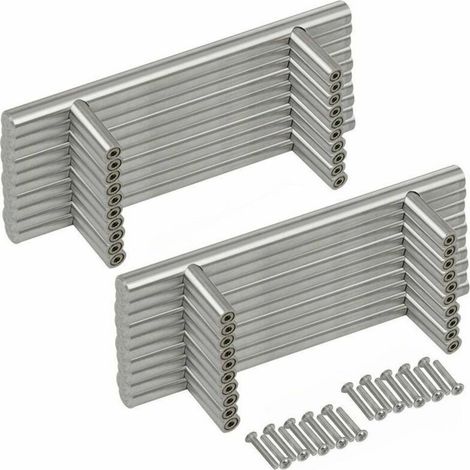 Lot de 20 poignées de meubles chromées brossées - poignées de porte de haute qualité pour cuisines et salles à manger (1/5)