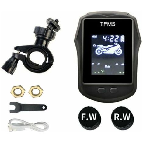 Détecteur de pression des pneus modèles de sports de plein air avec horloge surveillance de la pression des pneus de moto sans fil (1/4)