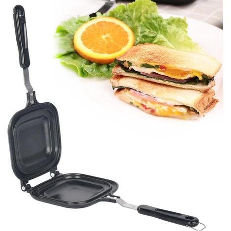 Poêle double face multifonction antiadhésive grille électrique pour sandwichs et petit-déjeuner, appareil de cuisson réversible. (1/5)