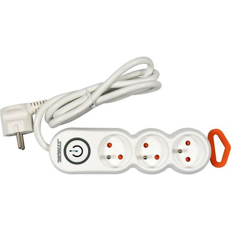 Base múltiple eléctrica, Sthor 72350, distribución de energía segura, ideal para talleres y hogares, 5 tomas con interruptor, cable resistente de alta calidad, color negro
