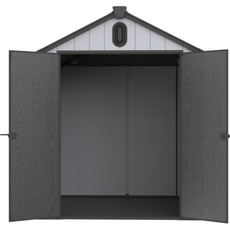 HOMVRA XWT012 Gartenhaus aus Kunstharz, grau-weiß, 187 x 240 x 221 cm (1/5)