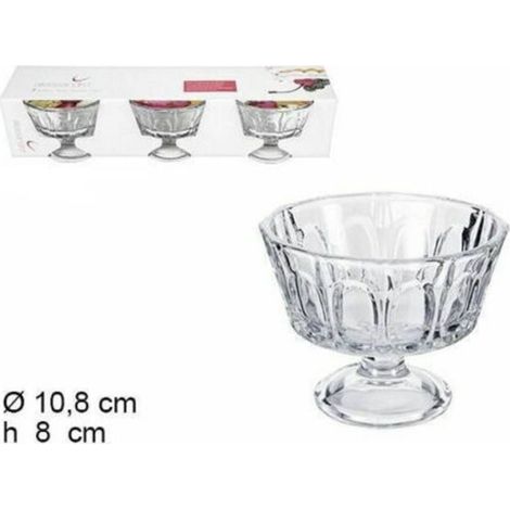Trade Shop - 3-TEILIGES SET PRAGUE GLASBECHER FÜR EIS OBST -