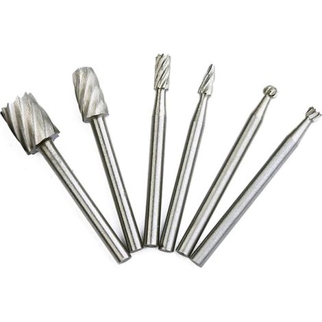 6 Pièces Fraise Rotative en Acier Rapide pour Ponçage et Coupe, Outil Multifonction pour Perçage et Gravure sur Métal et Fibre de Verre, Couleur Argenté (1/5)