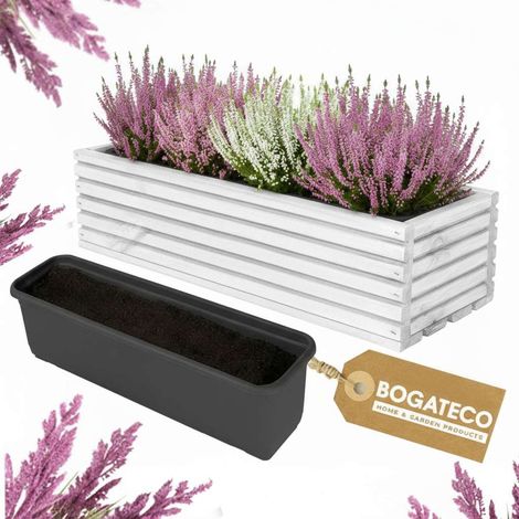 Jardinière Bois Bogateco 44x20x14 cm avec Bac Blanc (1/5)
