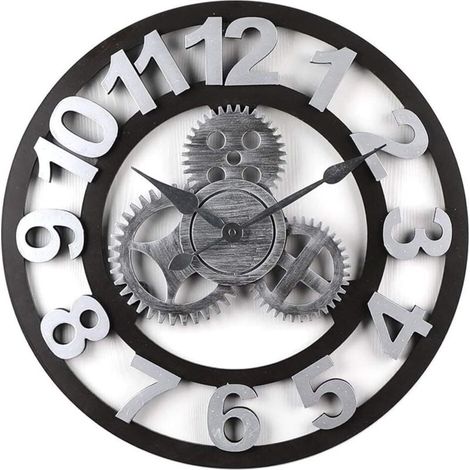 Orologi da parete Ulisem, orologio da parete 3D, orologio da parete Steampunk, orologio da parete classico vintage in metallo, orologi retrò silenziosi - 40 cm (1/4)