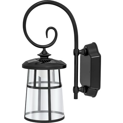 Outsunny Luce da Giardino con Pannello Solare Accensione Automatica IP44 Nero (1/5)