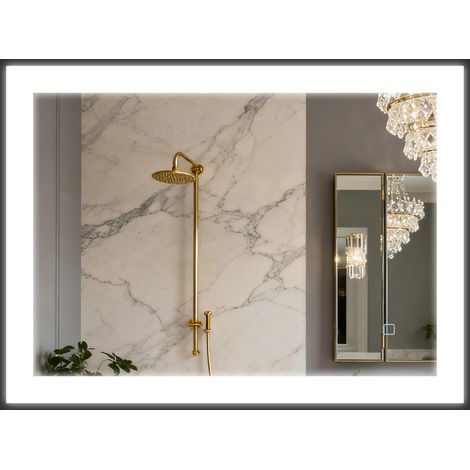 Miroir LED salle de bain 80x60 cm 3 couleurs anti-buée IP44 montage horizontal vertical