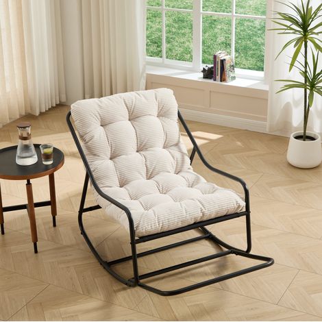 Sillón mecedora exterior con reposapiés acero OKMYHOME (1/5)