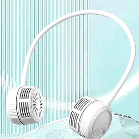 Portable Bladeless Neck Fan, 3-Speed Rechargeable Wearable Fan, 360° Cooling, Hands-Free for Outdoor Office Travel Sports Use,White (1/5)