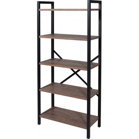 Libreria 5 Scaffali in Legno e Metallo 62L x 29,5P x 130H Sanitec (1/5)