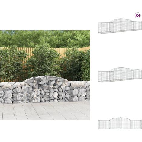 Gabionen mit Hochbogen 4 Stk. 300x50x60/80 cm Verzinktes Eisen - Gabionen - Gartendeko - Gartenzubehör - Zaun - Sichtschutz (1/5)