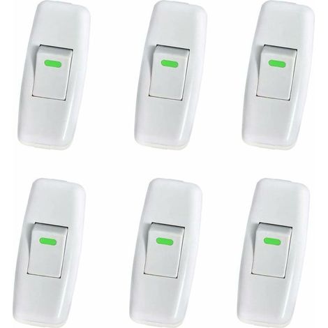Lampenschalter, Torpedoschalter, Zwischenschalter, Nachttischlampenschalter, Wippschalter für Nachttischlampen, Ersatz-Ein-/Ausschalter, 6er-Pack