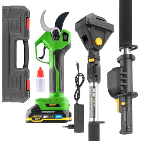Tijeras para podar con batería Procraft ES32Li 20 V sin escobillas + 1 batería de 2,0 Ah + cargador + maletín (1/5)