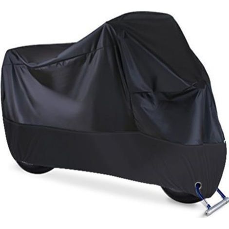 Housse de moto – Sac de rangement extérieur imperméable, fabriqué en matériau ultra-résistant, convient à toutes les motos jusqu'à 97 pouces (Noir, avec œillets pour antivol) (1/2)