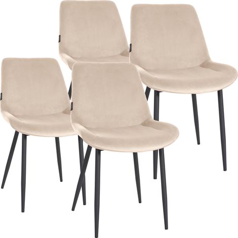 4er Set Esszimmerstühle Victoria Samt creme (1/5)
