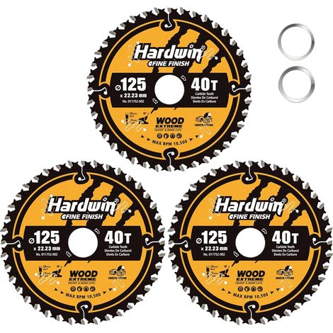 Lame de Scie Circulaire 125mm 40 Dents ATB Carbure Tungstène, Alésage 22.23mm, Compatible Scies sur Table/Portatives, Lot de 3 (1/5)