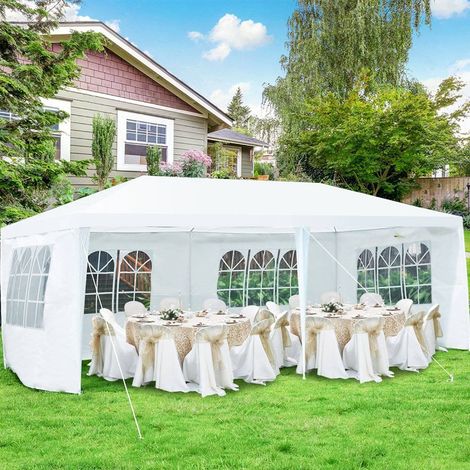 Gartenpavillon partyzelt mit 4 abnehmbaren seitenwanden pavillon bierzelt uv schutz gartenzelt 3 x 6m