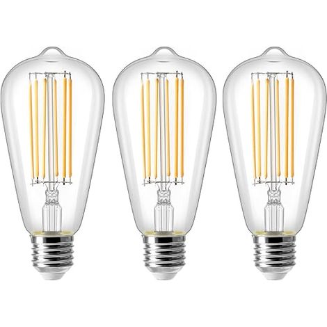 10W E27 ST64 Ampoule LED Ampoule Filament Vintage Edison Equivalent 100W Blanc Chaud 2700K 1000LM Rétro Décorative Lampe (1/5)