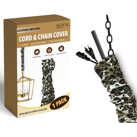 Housse de Cordon et chaîne imprimé léopard 1,2 m Fermeture Tactile en Tissu de Soie Utilisation pour Fils d'éclairage de Lustre (1/5)