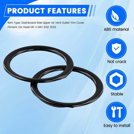 1 pair of glossy black ABS car dashboard upper side air vent trim frames for front air conditioning vents (1/5)