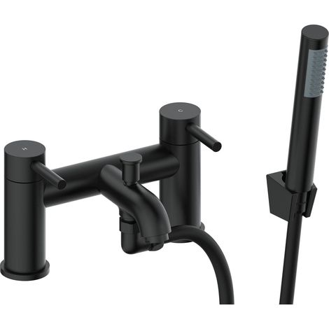 Signature Sail Bath Shower Mixer Tap with Shower Kit and Bracket - Matt Black