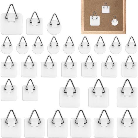 30 Pièces Crochet Adhesif Mural, Crochet Autocollant pour Tableau (1/5)