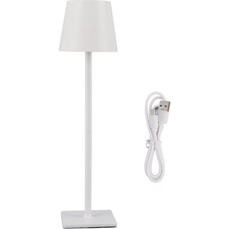 Ortviai Lampe de bureau sans fil rechargeable 3 températures de lumière, gradation continue, batterie 2000 mAh, blanc (1/5)