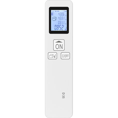 Irovami Télémètre numérique LCD de poche, format mini, mesure 35 m : distance, surface, volume, calcul pythagoricien. Changement d'unité et de repère. (1/5)