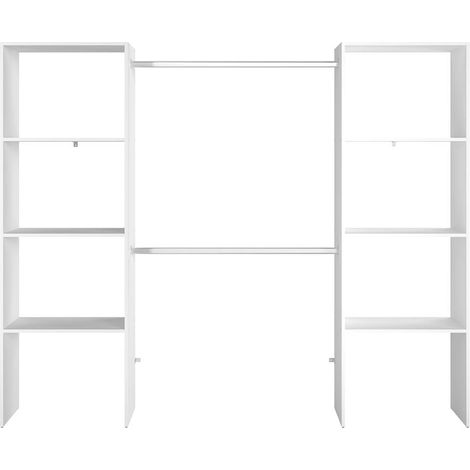 Dressing blanc 6 étagères, 2 penderies 220 x 40 x 180 cm ELYSEE