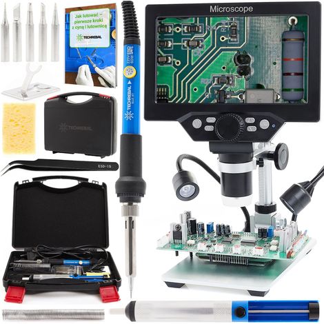Microscope numérique x1200 + Fer à souder 11 éléments dans un coffret (1/5)