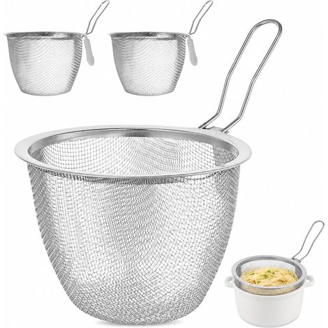 Lot De 3 Passoires Inox À Mailles Fines Panier À Friture En Inox Passoire À Petites Mailles Pour Nouilles Raviolis Et Pots Chauds Ustensiles De Cuisine (1/5)