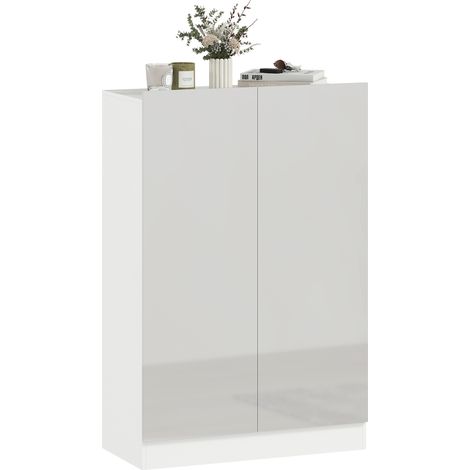 5-stufiger Schuhschrank für 20 Paar Schuhe, verstellbare Regale, für Eingangsbereich, Flur, Holz, Weiß (1/5)