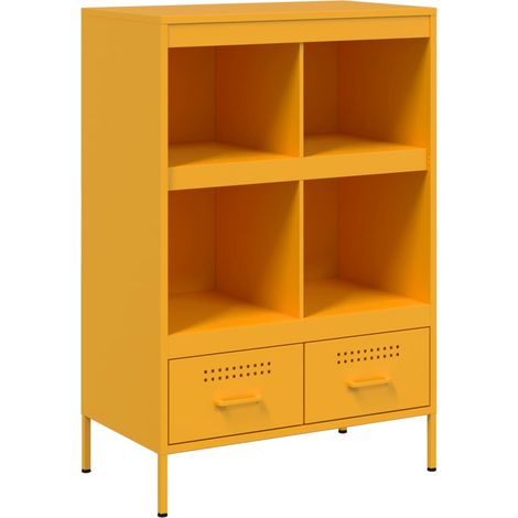 Credenza buffet cassettiera armadio contenitore organizer cucina soggiorno salotto top giallo senape 68 x 39 x 101,5 cm acciaio Giallo 020034735