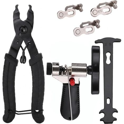Dérive-chaîne Vélo Professionnel, Outil Chaîne pour VTT et Route, Kit Réparation avec Pince Maillon Rapide et Indicateur d'Usure Précis, Acier au Carbone Universel 6-12 Vitesses