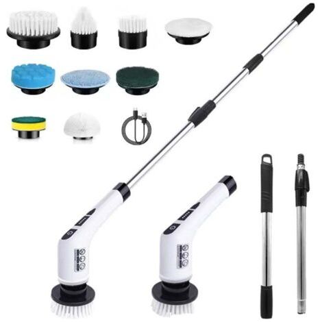 Nettoyeur électrique ManoMaster Pro avec batterie 2000 mAh ABS ergonomique mains libres poignée réglable et 9 têtes de brosse remplaçables pour douche et sols (1/4)