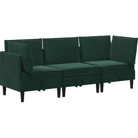 Set di mobili per il soggiorno 3 pcs Verde Scuro Velluto vidaXL