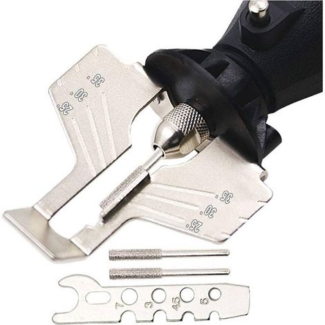 Kit d'affûtage de scie rotative pour perceuse électrique, aiguiseur à main, tondeuse gazon et outil jardin compatible avec la plupart des outils rotatifs -
