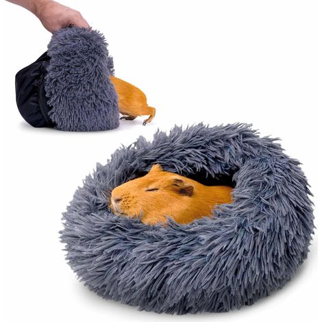 Cuccia per animali domestici a forma di grotta con cerniera in spandex e fondo in lana, adatta a porcellini d'India e altri animali, con comoda imbracatura, giochi e nascondigli, accessori per la gabb (1/5)