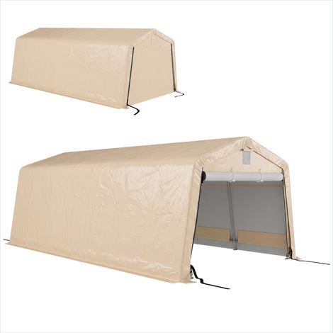 Tonnelle de jardin Abri voiture 6,2 m acier galvanisé toile PE (1/5)