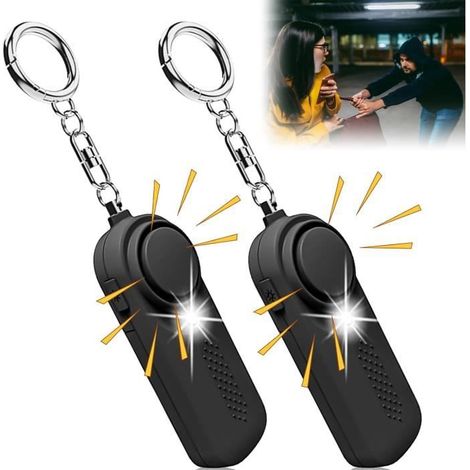 Alarme personnelle - - Sirène de poche 130 dB - Lampe LED intégrée - Noir - Sécurité pour tous (1/4)