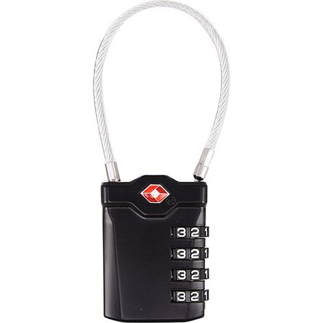 Cadenas à combinaison numérique 4 chiffres pour valise, petit cadenas à câble (noir)