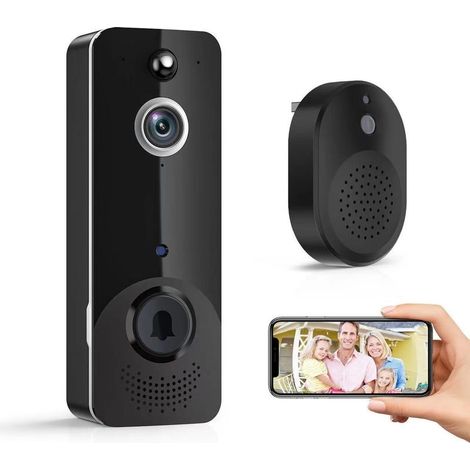 Sonnette vidéo sans fil, sonnette vidéo WiFi, détection intelligente de personnes, vision nocturne, stockage cloud, alarme en temps réel (1/5)