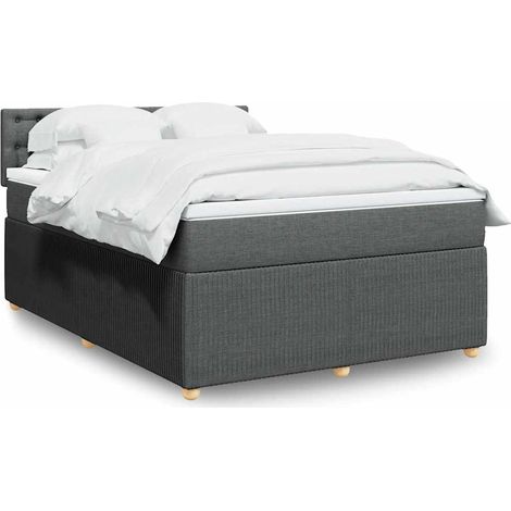 Boxspringbett mit Matratze Dunkelgrau 160x200 cm Stoff