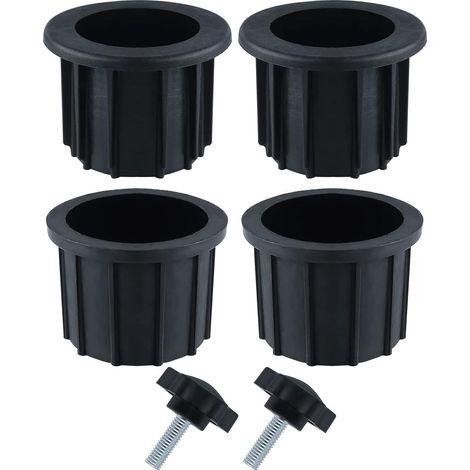 Lot de 6 accessoires pour parasol de balcon, 4 bagues de trou de parasol et 2 vis manuelles, support de parasol pour table de terrasse et patio, couleur noire (1/5)