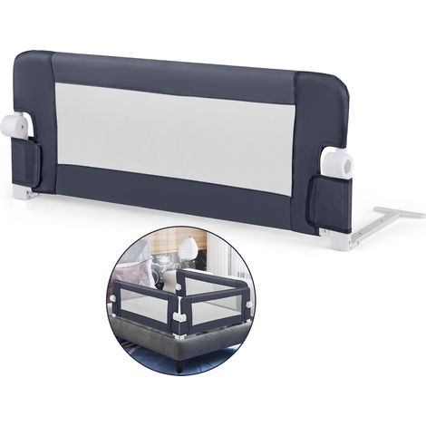 COSTWAY Foldable Toddler Bed Rail Baby Safety Guard w/Removable Cover-Dark Gray