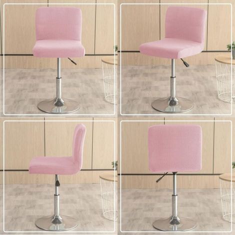 Housse de tabouret de bar rose 4 pièces avec dossier 35 cm (P) x 35 cm (L) x 30 cm (H) housse de tabouret de bar pivotante haute lavable et extensible imperméable (1/4)
