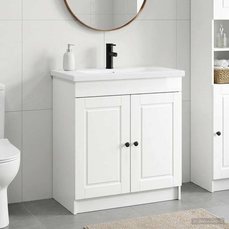vidaXL Badezimmermöbel-Set Hochglanz Weiß 56 x 37,5 x 81 cm (1/5)