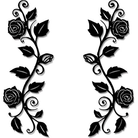 CCYKXALot de 2 décorations murales en métal avec motif de roses en fer - Décoration murale rustique à suspendre au-dessus de la porte, du salon, du bureau (1/5)